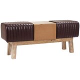  Klupa 110 x 30 x 45 cm Prava koža Tamno smeđa Slike
