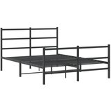  The Living Store Kovinski posteljni okvir z vzglavjem in vznožjem črn 135x190 cm - Posteljni Okvir, (21523230) | Shoptok.si