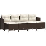  5-dijelni set vrtnih sofa s jastucima poliratan smeđi | shoptok.hr