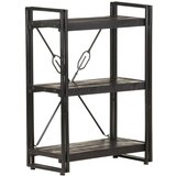 Furnova Knjižna omara 3-nadstropna črna 60x30x80 cm trden mangov les, (21933024) | Shoptok.si