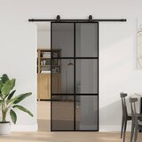 vidaXL Drsna vrata z opremo črna 90x205 cm kaljeno steklo | Shoptok.si