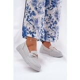 VINCEZA Women's Leather Loafers with Golden Detail Jasnoszare 88007 | shoptok.hr