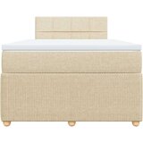 vidaXL Box spring postelja z vzmetnico krem 120x190 cm blago, (21307705) | Shoptok.si