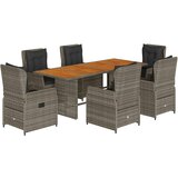  The Living Store Vrtna jedilna garnitura 7-delna z blazinami siv poli ratan - Vrtna Jedilna Garnitura, (21451886) | Shoptok.si