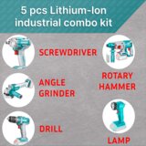 Total akumulatorski kombinirani komplet, 20V/2x4Ah/ TIWLI2038/ TDLI20051/ TRHLI20228/ TAGLI201158/ TWLI2023/ INDUSTRIAL (TCKLI2019) | shoptok.hr