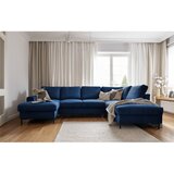 Miuform Tamno plava sklopiva kutna garnitura od samta (s desnim kutom) Lofty Lilly – | shoptok.hr