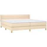  Box spring postelja z vzmetnico krem 200x200 cm blago | Shoptok.si