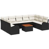 vidaXL Set od 10 komada vrtne garniture s jastučićima crni poli ratan akacija | shoptok.hr