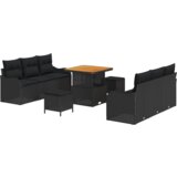 vidaXL set od 9 komada vrtnih sofa s jastucima crni poli ratan akacija, dvosjed za vrt s prostorom za pohranu i jastucima crni poli ratan, set od 3 komada vrtne blagovaonice s jastucima crni poli ratan akacija | shoptok.hr