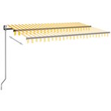 vidaXL Avtomatska tenda LED + senzor 450x350 cm rumeno/bela - - Rumena - 39.84 - 450 x 350 cm - | Shoptok.si