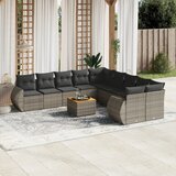 Maison Chic Seti vrtnega pohištva - Vrtna garnitura - Vrtni pohištvo set 11-delna z blazinami siv poli ratan, (21811139) | Shoptok.si