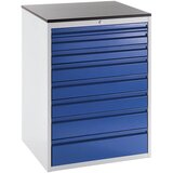 RAU Predalnik s teleskopskimi vodili, višina 640 mm, predali 2 x 120, 2 x 150 mm, svetlo siva / encijan modra, širina 580 mm | Shoptok.si
