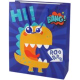 Blue Dinosaur Paper Gift Bag 32cm x 26cm x 10cm | shoptok.hr