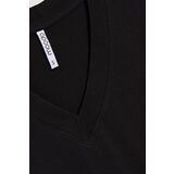 Marisse Black Cotton V-Neck T-Shirt | Shoptok.si