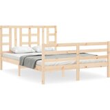 The Living Store Posteljni okvir z vzglavjem 140x190 cm trden les - Posteljni Okvir, (21454070) | Shoptok.si