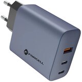 forcell F-Energy GaN mrežni punjač - 65 W s priključcima: 2x USB C i USB A s PD i QC 4.0 punjenjem | shoptok.hr
