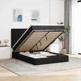 Maison Chic Otomanska Posteljni okvir - Dvoposteljna postelja - Zakonska postelja z vzmetnico & LEDs črna 140x200 cm Tkanina-J194, (21759495) | Shoptok.si