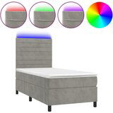 Maison Chic Box spring postelja - Vzmetna postelja z vzmetnico LED svetlo siva 90x200 cm žamet SL22277, (21902663) Cene