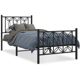 vidaXL Kovinski posteljni okvir z vzglavjem in vznožjem črn 75x190 cm | Shoptok.si