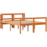 vidaXL Posteljni okvir z vzglavjem voščeno rjava 135x190 cm borovina, (21303431) Cene