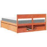  Postelja s predali in vzmetnico vošč. rjava 160x200 cm borovina | Shoptok.si