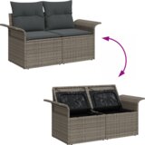 vidaXL 7-delna vrtna sedežna garnitura z blazinami Siva Poly ratan | Shoptok.si