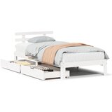 vidaXL Posteljni okvir s predali bel 90x200 cm trdna borovina Cene