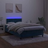 Krevet s oprugama i madracem LED tamnoplavi 120 x 190 cm baršun | Eponuda.com