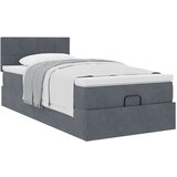 vidaXL Otomanski posteljni okvir z vzmetnico siv 90x200 cm žamet | Shoptok.si