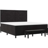 Box spring krevet s madracem i klupom crni 180x200 cm baršun | shoptok.hr