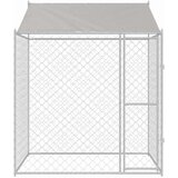  Kavez za psa s krovom Srebrno 200 x 200 x 258 cm Čelik i PE | Shoptok.si