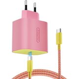  USB-C 60W napajalnik roza-rumene barve za Nintendo Switch 1 & 2 & mobilne telefone TPC Cene