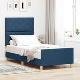  Krevetna konstrukcija s uzglavljem Plava 90 x 190 cm tkanina | shoptok.hr