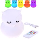  Silikonska LED noćna lampa sova s daljinskim upravljačem, 9 boja | shoptok.hr