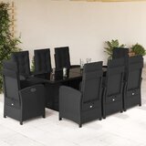  The Living Store Vrtna jedilna garnitura 9-delna z blazinami črn poli ratan - Vrtna Jedilna Garnitura, (21477763) | Shoptok.si
