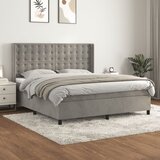 The Living Store Box spring postelja z vzmetnico svetlo siva 160x200 cm žamet - Box Spring Postelja, (21437672) Cene
