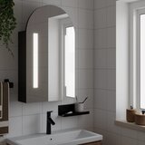  Kupaonski ormarić s ogledalom LED lučni crni 42 x 13 x 70 cm | shoptok.hr