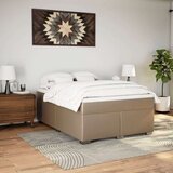 vidaXL box spring postelja z vzmetnico kapučino 140x190cm umetno usnje, (21307180) | Shoptok.si