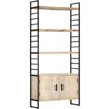 Police Knjižna omara 4-nadstropna 80x30x180 cm trden mangov les | Shoptok.si