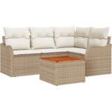 vidaXL Set od 5 komada vrtnog namještaja s jastučićima bež Poly Rattan Acacia | shoptok.hr