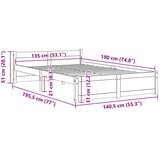 Okvir za krevet od masivnog drva sivi 135 x 190 cm bračni | shoptok.hr