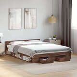  Posteljni okvir s predali rjavi hrast 150x200 cm inž. les | Shoptok.si