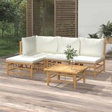  Garnitura 5-delna s kremno belimi blazinami bambus | Shoptok.si