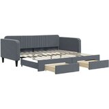 vidaXL Dnevni krevet na razvlačenje i ladice tamnosivi 100 x 200 cm | shoptok.hr