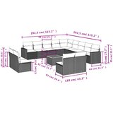  14-dijelni set vrtnih sofa s jastucima poliratan Bež | shoptok.hr