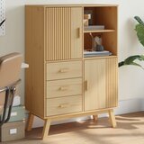  The Living Store Visoka komoda OLDEN rjava 85x43x125 cm trdna borovina - Visoka Omara, (21498633) | Shoptok.si