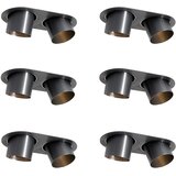 QAZQA Set van 6 inbouwspots gunmetal GU10 70mm kantelbaar 2-lichts - Installa | Shoptok.si