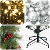  Umjetno božićno drvce s kuglicom 150 cm 150 LED lampica - 150 cm s LED-ima i srebrnim lopticama | shoptok.hr