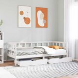 vidaXL Dnevna postelja s predali bela 80x200cm trdna borovina | Shoptok.si