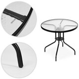  Okrugli vrtni stol od kaljenog stakla 80 cm s rupom za suncobran, MultiGarden | shoptok.hr